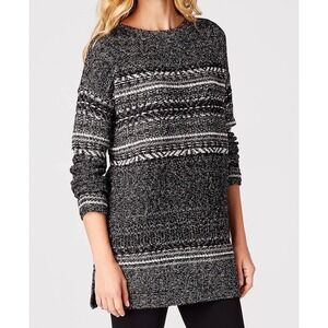 J. Jill‎ Gray Textured Stripes Marled Sweater Small Cotton Blend Oversized